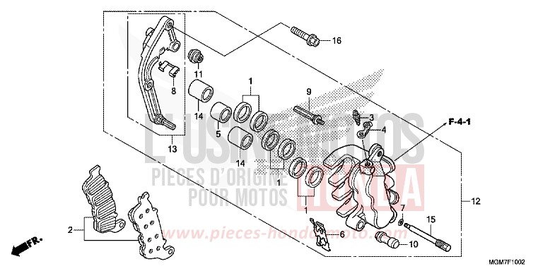 BREMSSATTEL, L. VORNE (CB600FA) von Hornet ABS MAT PEARL COOL WHITE (NHB44) von 2013